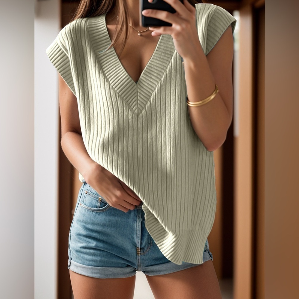 Here With Me V-Neck Shirt-Green
